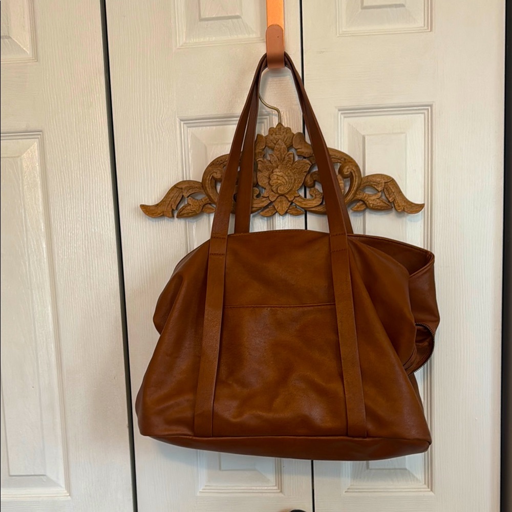 Large Brown Leather Target Tote Bag